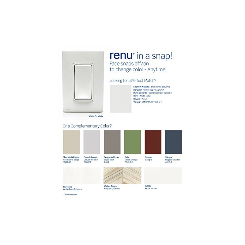 Leviton Renu RKR20-WW 20A Tamper Resistant Receptacle Color Change Kit