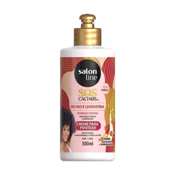 Salon Line S.O.S Cachos Ricino e Queratina Salon Line Curly Hair Leave-In Cream 300ml