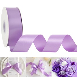 HUIHUANG Lilac Satin Ribbon 1-1/2 inch x 50 Yards Purple Ribbon Double-Faced Satin Ribbon for Gift Wrapping, Bows, Flower Bouquet, Eternal Roses, Crafts, Bridal Shower Wedding Decor