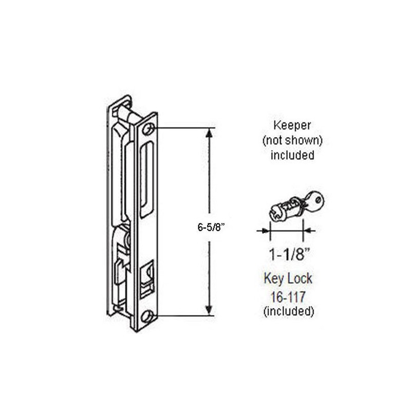 TechnologyLK Sliding Glass Door Handle Set, Keyed, Flush Mount, Without