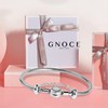 GNOCE Charm Bracelet With Safety Chain Stainless Steel Snake Chain