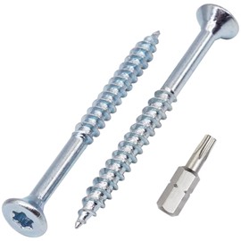 SKIR'CO Pack of 50 Galvanised Steel Wood Screws 3.5 x 45 mm Torx Countersunk Chipboard Screws Partial Thread