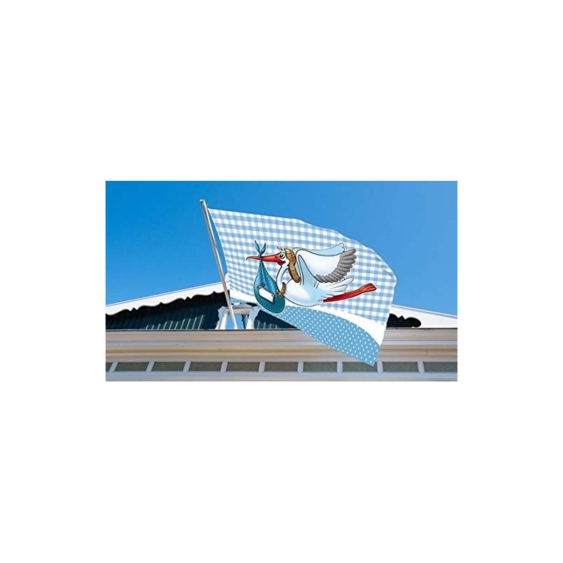 Folat Birth Boy Window Flag Stork-60x90 cm, Polyester, Blue, Costumes