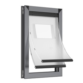 Aluminum Dog Door, Large Dog Door for Exterior Door, Doggy Door with Double Magnetic Flaps, Two Sliding Lock Panels Included, Pet Door for Dogs up to 100lbs