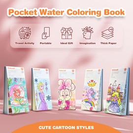Paint with Water Coloring Books for Kids, Pocket Mess Free Watercolor Painting Kit, Water Color Paint Set Arts and Crafts Gift for Girls Ages 4 5 6 7 8+, Travel Activity Toy - Unicorns