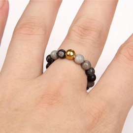 Stocking Stuffers Holiday Outfits for Women 2024 Anxiety Rings for Women 4mm Natural Stone Beads Ring Healing Stone Rings Jewelry Birthday Gift for (Grey)
