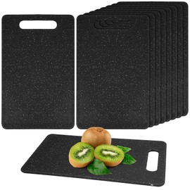 8Pcs Plastic Cutting Board, Kitchen Chopping Board Small Mini Bar Granite Black Cutting Board for Camping Meat Vegetables Fruits, BPA Free, Dishwasher Safe, 6 x 10 Inch