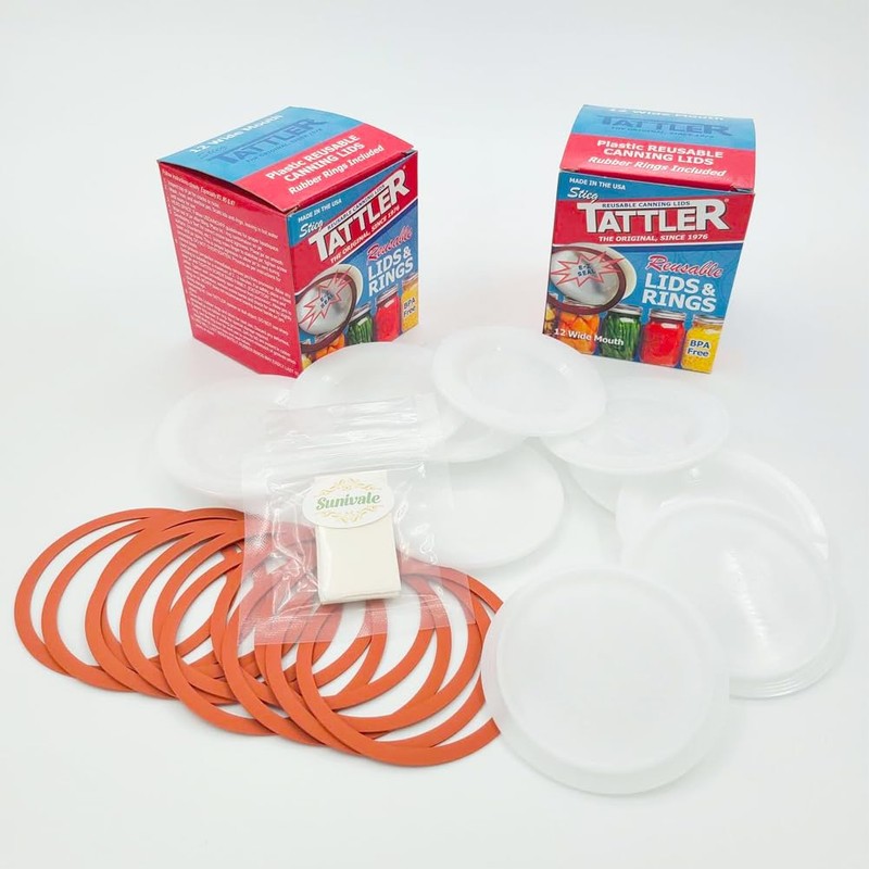 Reusable Canning Lids Bundle Includes 24 Wide Mouth Tattler Lids