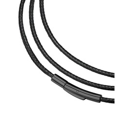 Flexible Waterproof Braided Leather Necklace Cord, Polished Stainless Steel Clasp Black/Brown Rope Chain Necklaces for Men