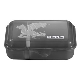 Step by Step Dragon Drako Lunch Box, Black, with Divider and Click Closure, Dishwasher Safe, BPA-Free, for School and Nursery, 0.9 L