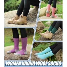 NOCIN COLOR Merino Wool Hiking Socks for Women Men Thermal Winter Warm Boot Socks Athletic Work Cozy Cushion Socks 5 Pairs(5 Pairs Colorful,Large)