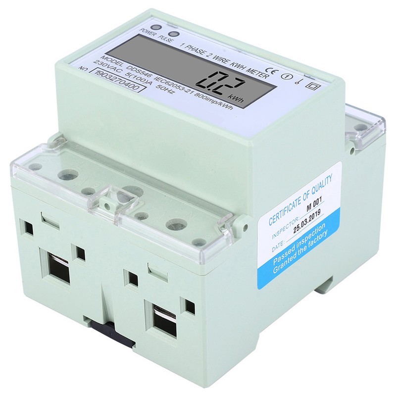 Single Phase 5-100A 230VAC Energy Meter DIN Rail Digital LCD