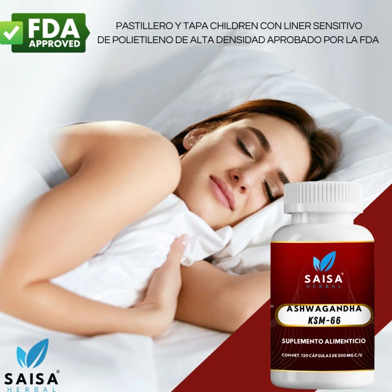 Suplemento Antiestres Ashwagan 120 Cáps 500 Mg Ksm-66 Sin Sabor