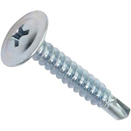 AERZETIX - C44676 - Set of 100 self-drilling self-drilling screws Ø4.2x25 mm with large lens head - with PH cross slot - made of galvanised steel - fixing sheet metal gutters - colour silver