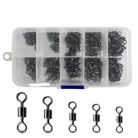 RANQILI 210 Pcs Fishing Barrel Swivel Figure 8 Ring Connector, Hook Line Connector for Freshwater and Saltwater,#2#4#6#7#8Five models Hook Line Connector