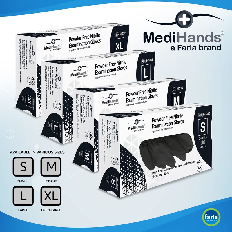 Farla Medical MediHands Nitrile Gloves - Disposable - Powder &