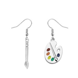 PLITI Artist Gift Art Teacher Gift Painter Gift There Are No Mistakes Just Happy Accidents Paint Palette Brush Earrings (palette brush earringU)