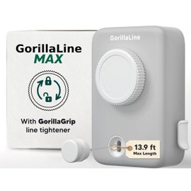 GorillaLine Max - Retractable Clothesline Indoor Outdoor Clothes Line - Heavy Duty Clothes Drying Laundry Line - Wall Mounted Drying Rack - Air Dry Clothing - Max Tighten with GorillaGrip