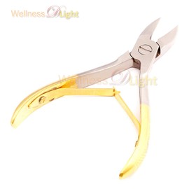 WDL Professional 4" Fingernail Toenail Nipper/Clipper/Cutter for Manicure/Pedicure. Heavy Duty Precision Super Sharp Curved Stainless Steel (Gold)