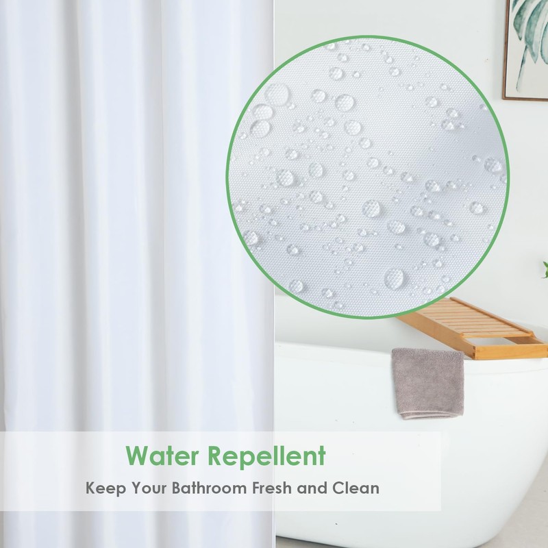 WellColor White Shower Curtain Liner 72 x 74 Inches Long,
