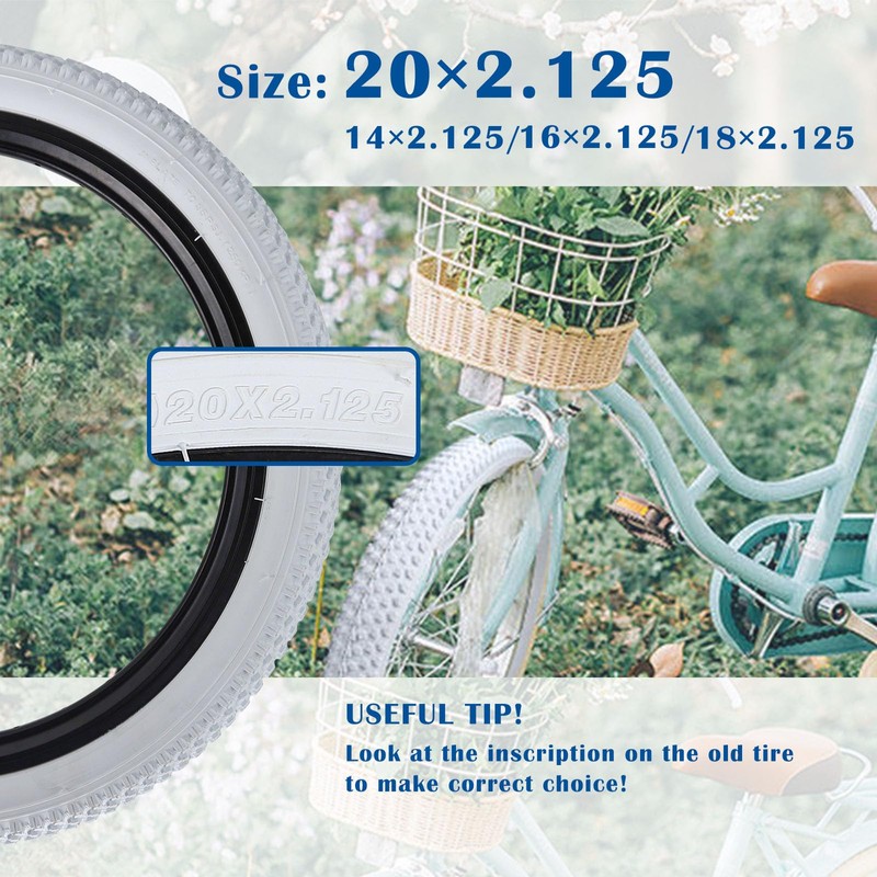 SIMEIQI Pair of 18"x2.125" Bike Tires White Wall for Replacement