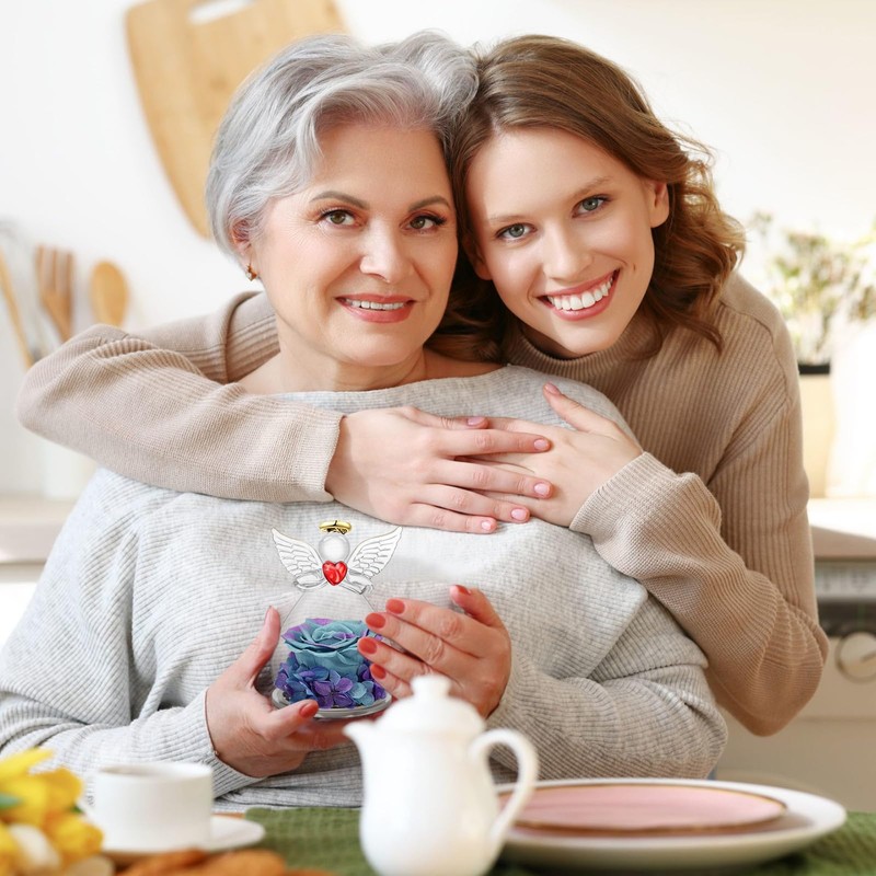 Qinqinxin Eternal Rose Angel Figurine Gift for Mum Grandma, Eternal