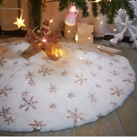 Christmas Tree Skirt Christmas Tree Skirt Round Christmas Tree Blanket Large Fur Christmas Tree Stand Carpet Tree Blanket Christmas Tree Decoration (78 cm, Golden Snowflakes)