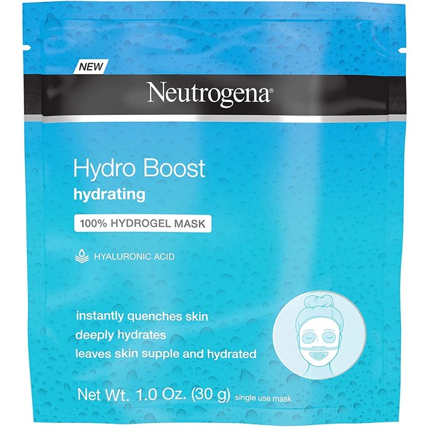 Neutrogena Hydro Boost Moisturizing & Hydrating 100% Hydrogel Sheet Mask, Face Mask for Dry Skin with Hyaluronic Acid, Gentle & Non-Comedogenic, 1 oz (Pack of 12)