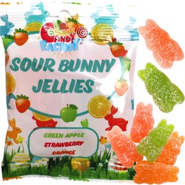 Sarah's Candy Factory Mix Sour Bunny Jelly Gummy Candy, 1 Oz (8 Pack) Single Serve Snack Packs, Fun in Every 1 oz Bag, Green Apple,Strawberry and Orange Flavor