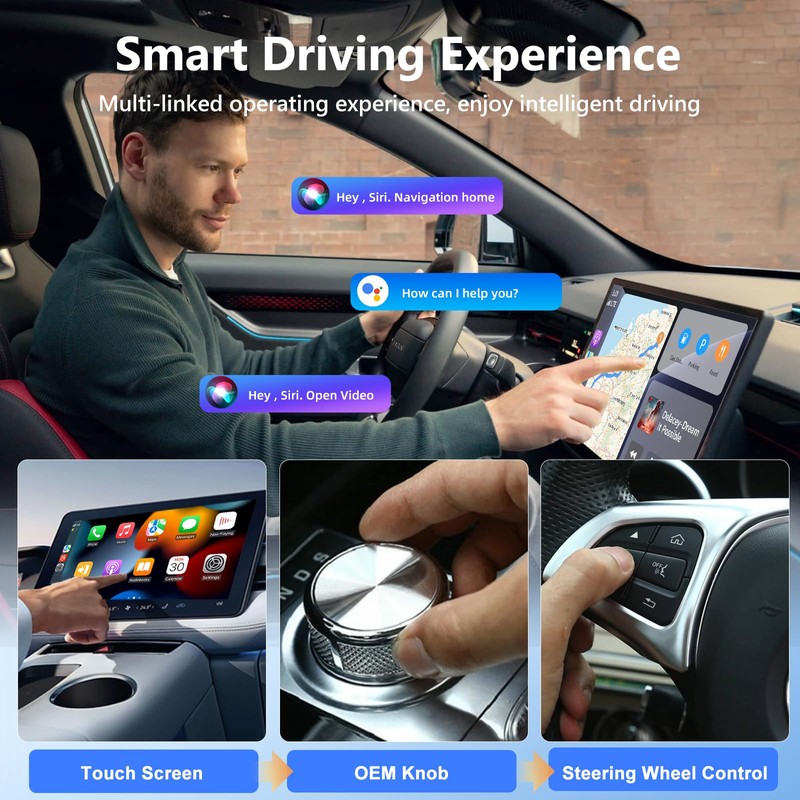 Motorsi Wireless Carplay/Android Car Adapter, 2-in-1 Converts Factory Wired to