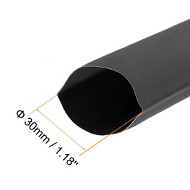 sourcing map Heat Shrink Tubing, 30mm Dia 50mm Flat Width 2:1 rate Shrinkable Tube Cable Sleeve 1m - Black