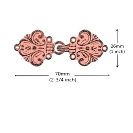 bezelry Fleur De Lis - Cierre de capa de gancho y ojo, paquete de 4 pares, 70 mm x 26 mm, Pátina rosa barnizada, 70mm x 26mm