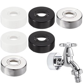EORPAVU Pipe Collars, 6 Pieces Pipe Cover 60 x 20 mm Shower Accessories Rosette Faucet Decorative Cover Heater Pipe Cover Hole (Plated, White, Black)