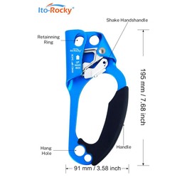 Ito Rocky Right Hand Ascender Arborist Climbing Equipment Gear Rock Rappelling Equipment for Tree Rope Clamp Climber for 8-13MM Rope