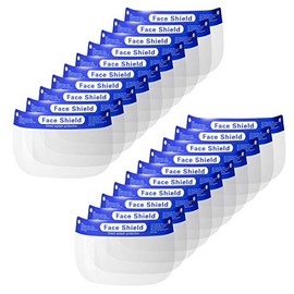 PURE CODE Reusable Safety Full Face Shield Lightweight, Waterproof, Dustproof, Anti-Fog, w/Comfortable Elastic Band and Forehead Cushion For Protection, 20 Pack