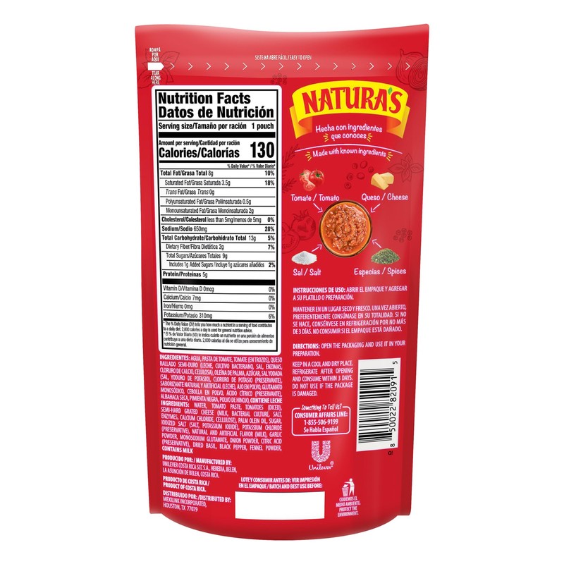Natura's Cheese Pasta Sauce, 7.1oz. Pouch (Pack of 24)