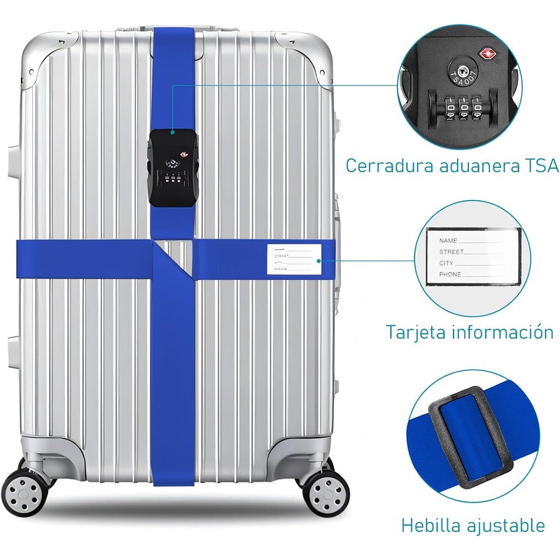 Correas de Equipaje TSA Juego 2, Juego de Correas Cruzadas