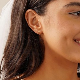 Gold Bow Earrings for Women Trendy 14K Gold/Silver Plated Tiny Bow Earrings Dainty Minimalist Small Bow Ribbon Stud Earrings Cute Holiday Earrings Christmas Gifts, Small, Copper, No Gemstone