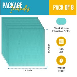 Refrigerator Liners for Shelves (8 Pack) by Linda’s Essentials - Non-Adhesive Shelf or Drawer Liner, BPA-Free Fridge Mats for Kitchen & Cabinets, Easy to Clean, Ideal Household Essentials (Blue)