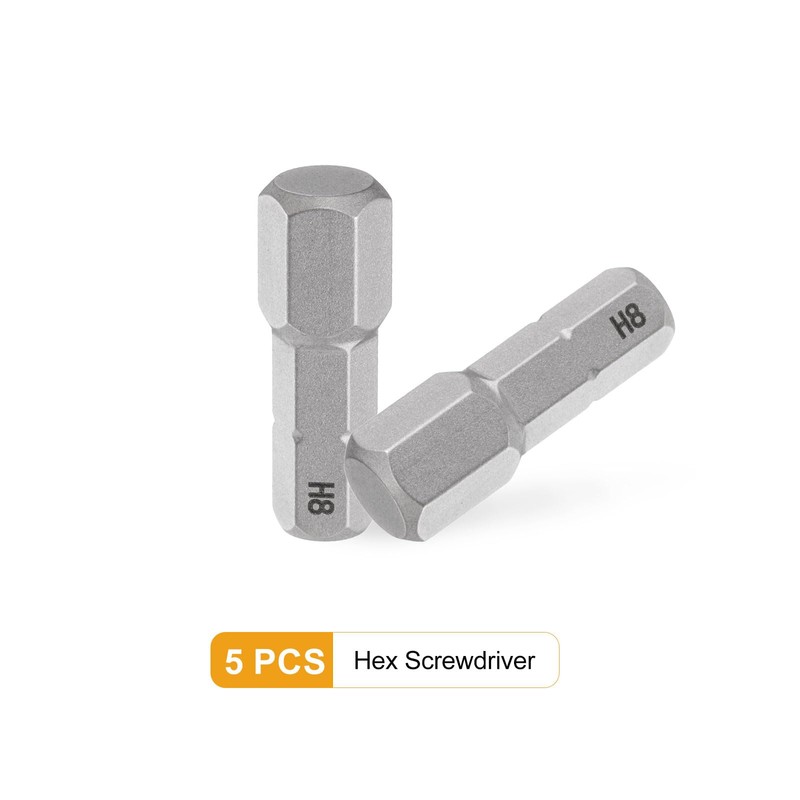 sourcing map 5pcs H8 Hex Screwdriver Bit 1/4" Hex Shank