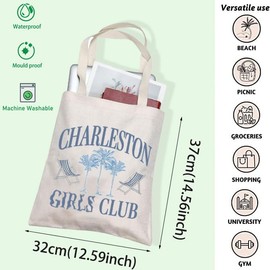 FOTAP Charleston Travel Tote Bag Beach Bachelorette Gift Charleston G Club Tote Bag Charleston Trip Shoulder Bag (GIR CLUB)