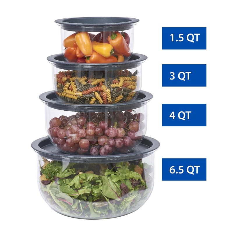 Buddeez Tritan Bowls with Press-To-Seal Lids, Food Prep Bowls, Mixing