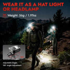 WARSUN G7 Rechargeable LED Headlamp 1500mAh with Extra 2600mAh Charging Station – Flishing Light 6 Lighting Modes, Red Light, Top Motion Sensor, Ideal for Running, Camping, Hiking & Fishing
