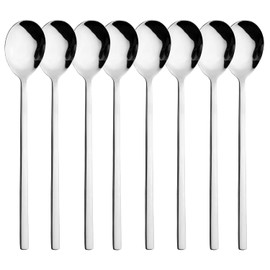 AOOSY Korean Spoon,Stainless Steel Round Soup Spoons Set of 8,Table Spoons,8.5 inch Long Handle Dinner Rice Korean Spoon Set for Home Kitchen Restaurant