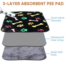 YZHDUXIU 1 Pack 3 Waterproof Dog Blankets for Medium Dogs, Washable Pet Blankets with Double -Sided Soft Warm Flannel Fleece, Reusable Dogs Cats Pads for Dog Bed & Couch (L (41x30 inch))