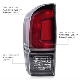 G-PLUS TRD PRO Tail Light Lamp Assembly w/Bulbs Compatible with Toyota Tacoma 2016-2023 - All Models Left Driver Side Clear Lens Black Housing 8156004200 TO2800201 Luces Traseras