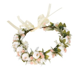 Flower Crown Flower Wreath Hair, Flower Crown Roses Bridal Headpiece, Beautifully Crafted Flower Crown, Flower Wreath Rose Floral, Flowers Girl Rose, Women's Flower Headband Flower Crown (White)