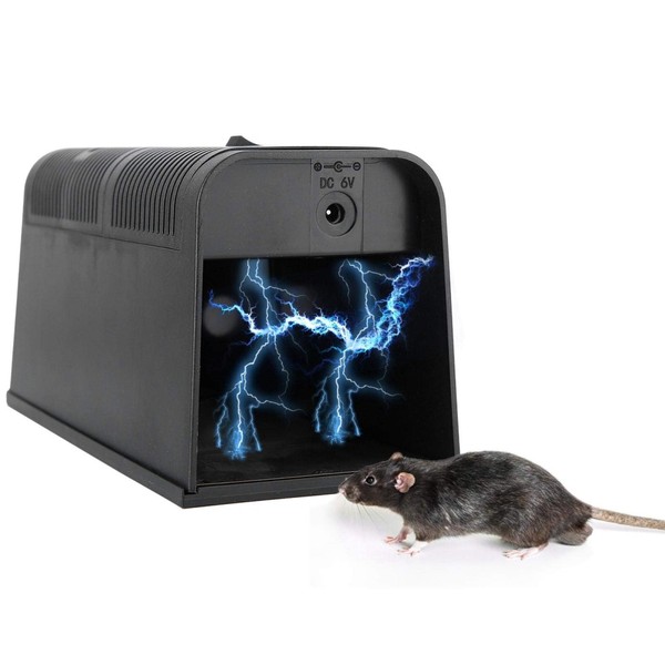 FILFEEL Trampa electrónica Inteligente para Ratas, para Interiores, de Alto Voltaje, para Ratas, Descarga eléctrica, Ratones, ratón, Asesino de roedores (Negro)