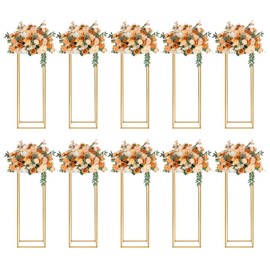 10Pcs 31.5Inch/80cm Tall Gold Centerpiece Stands, Metal Flower Stand for Wedding Table Centerpieces Decor Garden Flower Rack Geometric Flower Vase for Party, Wedding Reception, Home Decoration