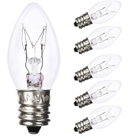 ALSHKASS C715W E12 Bulbs, Replacement Bulb for Himalayan Salt Lamps/Night Lights,Dimmable 2700K Clear,120V Incandescent Candle Bulbs (6-Pack)